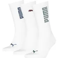 Puma Crew Socks Unisex (3-Pack), Clothing, White/Various Logo Colors, 43-46