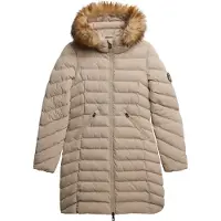 Superdry Superdrytil kvinder. W5011999A Fuji Faux beige frakke (XXL), Casual, Genanvendt polister, Bæredygtig