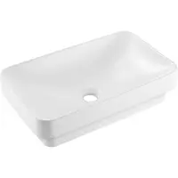 Vevor Semi-indbygget badeværelsesvask, 490 x 305 mm rektangulær hvid keramikvask med 45 mm afløbshul, nedfældelig moderne badeværelsesvask, rektangulær til badeværelse med lille plads