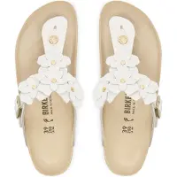 Birkenstock Birkenstocktil kvinder. 1026735 Gizeh Flower Embellishment lædersandaler (smal pasform) hvid (38), Fast, Spænder, Casual