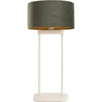 QAZQA Bordlampe beige med grøn oval skærm og gyldent interiør 35cm - Thijmen