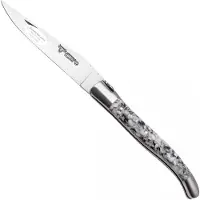 Laguiole En Aubrac Oyster and Mussel Shell, Brushed Stainless Steel, pocket knife, 12 cm