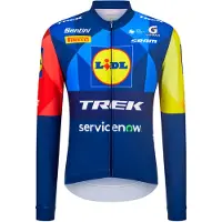 Santini Lidl-Trek Team Replica langærmet varm cykeltrøje - Dark Blue/Yellow - L - Cykeltilbehør