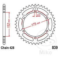 JT Sprockets 428 Jtr839.57 Steel Bagtandhjul