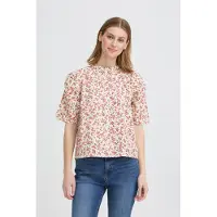 Ichi Bluse 'IHQWINA SH2 ' beige / navy / brun / orangerød