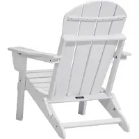 Vevor Adirondack-stol i plastik, sæt med 2 al slags vejr, bærbar, foldbar bålpladsstol, udendørs Adirondack-terrassestol med kopholder, med afslappende armlæn, ergonomisk, til haven, baghaven - hvid