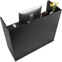 Vevor Receptionsdisk, 122 x 49 x 91 cm Rektangulært frontbord, kontorreceptionsdisk med aflåselig skuffe og opbevaringsskab, til kasse, lobby, skønhedssalon og kontor, sort