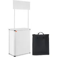Vevor Bærbart messepodiumbord, 78,5 × 38 × 181,5 cm, udstillingsstand med væg, foldbart reklamebord til detailhandel, pop-up-podium med opbevaringsstativ/bærepose