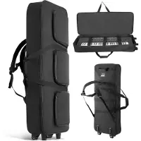 Vevor 88-tangenters keyboardetui, 1040 x 430 x 130 mm indvendigt, polstret klaveretui med hjul, robust håndtag, 3-lommers opbevaring, gigbag med glatte hjul, til 88-tangenters keyboarder og elektriske