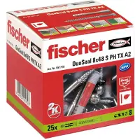 Fischer Group Duo Seal 8x48 Mm S A2 Skrue Og Rawlplug 25 Enheder