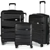 RakelW Travel Kuffertsæt Alfrida sort 20”/24”/28” PP-plast med TSA-lås