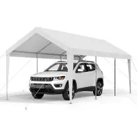 Vevor Carport, 10 x 20 FT udendørs biloverdækning, drikkeklar carport, kraftig galvaniseret biloverdækning, UV-bestandig og vandafvisende, beskyttelse hele året, opbevaringsskur til båd og motorcykel,