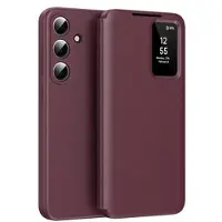 Mtp Products Samsung Galaxy S26+ Smart Clear View Flip etui med kortplads - Vinrød