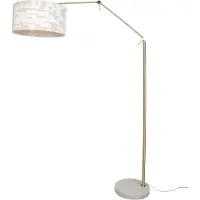 QAZQA Gulvlampe guld justerbar med hvid og beige stribet skærm 50 cm - Editor