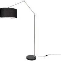 QAZQA Gulvlampe stål justerbar med sort skærm 50 cm - Editor