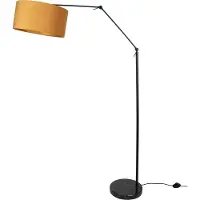 QAZQA Gulvlampe sort justerbar med gul skærm og guldinteriør 50 cm - Editor