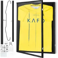 Vevor trøjedisplayramme, 590 x 790 x 40 mm (23,3 x 31,2 x 1,5 tommer), stor aflåselig skyggeboks til sportstrøjer med 98% UV-beskyttelse PC-glas og ophæng, til baseball, basketball, fodbold, hockeytrø
