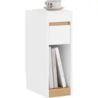 SoBuy smalt sengebord med skuffe, hvid/træ 20x35x60 cm