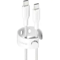 PanzerGlass empower by - USB-kabel - USB-C (han) til USB-C (han) - USB 2.0 - 20 V - 3 A - 2 m - Fast Charging op til 60 W - sølvhvid