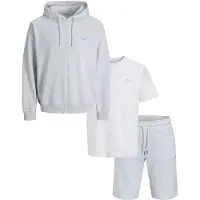 Jack & Jones Joggingdragt 'JJCOLLEGE' grå-meleret / hvid