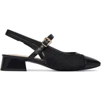 Caprice sling pumps, black, made of Leather and synthetic with Trapeze heel, Size 41