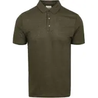 KnowledgeCotton Apparel Poloshirt i mørkegrøn linned Grøn Mørkegrøn måle