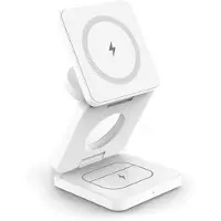 Mtp Products Pocket-size foldbar 3-i-1 Qi trådløs oplader - hvid