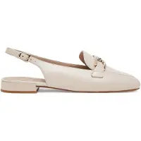 Caprice sling pumps, beige, made of Leather with Trapeze heel, Size 42