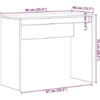vidaXL Skrivebord 90x40x72 Cm Konstrueret Træ - Sort eg