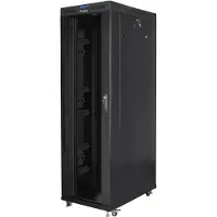 Lanberg - Rack kabinet - med display, 4 køleblæsere - sort, RAL 9004 - 42U - 19