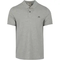 Gant Ganttil mænd. 2210 Pique polo shirt Regular Fit Shield grey (S), Casual, Grå, Bomuld, Korte ærmer