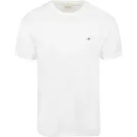 Gant Ganttil mænd. 2003184 T-shirt Regular Fit Shield hvid (S), Casual, Bomuld, Korte ærmer, Bæredygtig