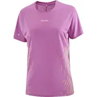 Salomon - Trail running tøj dame - Sense Aero SS Tee GFX W Iris Orchid Acid Lime til Unisex - Størrelse M - Lilla