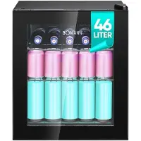 Bomann KSG 7291, Drikkevarekøler, Fritstående, Sort, Sort, Højre, 46 L