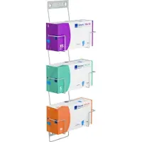 Abena Handskestativ, Flexi rack, 12,5cm x 260x630mm, sølv, rustfrit stål, til 3 æsker, justerbar