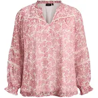 Zizzi Bluse 'Mkiko' kirsebærsrød / offwhite