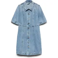 Vero Moda Daisy 2/4 Denim Kortærmet Kort Kjole