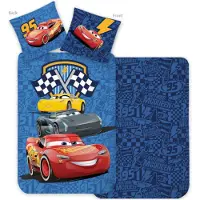 Licens Lynet McQueen sengetøj - 100% bomuld - Junior sengetøj 100x140 cm - Blåt Cars sengetøj