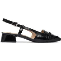 Caprice sling pumps, black, made of Leather with Trapeze heel, Size 41