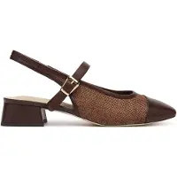 Caprice sling pumps, brown, made of Leather and synthetic with Trapeze heel, Size 37.5