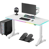 Ultradesk IRON, Lige, Rektangulær form, Spil, Mat, Hvid, T-ben