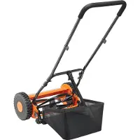 Vevor plæneklipper med hjul 40 cm, 5 knive, manuel plæneklipper uden motor, 15-45 mm justerbar klippehøjde, plæneklippere med græsopsamler til grønne græsplæner, indkørsler, gårdhaver