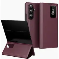Mtp Products Samsung Galaxy Z TriFold Smart Clear View Flip etui med kortplads - Vinrød
