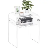 Vevor akryl sidebord, 2 niveauer klart sengebord med opbevaringshylde, moderne rektangulært akryl sidebord, gennemsigtigt tykt natbord til soveværelse, stue, arbejdsværelse, 30 x 40 x 50 cm (klar)