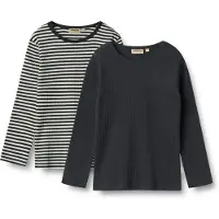 Wheat Bluser - Rib - Stig - 2-pak - Navy Rib Stripe - - 4 år (104) - Bluse