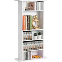 Vevor medieopbevaringsskab, 5-lags DVD-hylde, plads til op til 240 cd'er, justerbare cd-hylder, beskytter og organiserer musik-, film-, videospil- eller memorabilia-samlinger, hvid