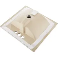 Vevor Semi-indbygget badeværelsesvask, 510 x 465 mm rektangulær hvid keramikvask med overløb og 3 huller til hane, nedhængt moderne toilet, badekar, håndvask, rektangulær til lille plads