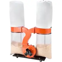 Vevor støvopsamler, 1550 CFM 2,5 mikron vortex-keglestøvopsamler, 3,0 hk savsmuldsopsamlingssystem med to 132,5 l støvopsamlingsposer og to 159 l filterposer, 2800 o/min, ikke-vævet stof
