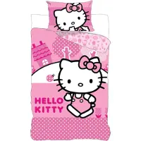 Licens Hello Kitty sengetøj - 100% bomuld - Børnesengetøj 140x200 cm - Lyserød