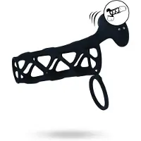 Levelz Vibrating Cage Silicone Cock Sleeve and Ball Ring - Black